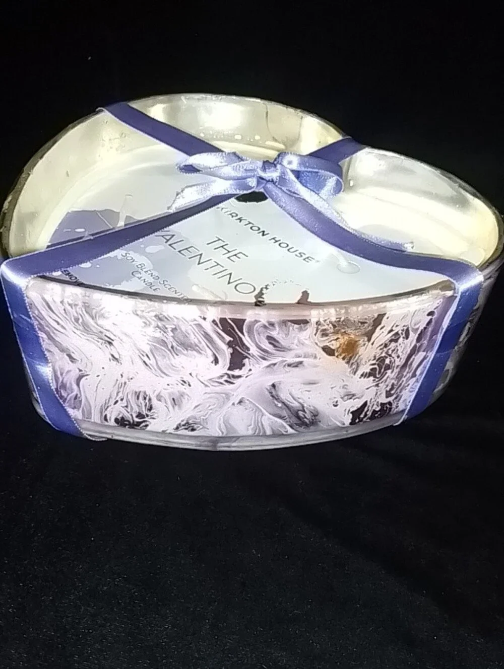 Heart-Shaped Lavender Purple Soy Candle with Ribbon